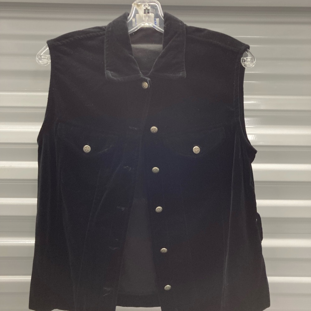 Women's Black Button-Up Vest
